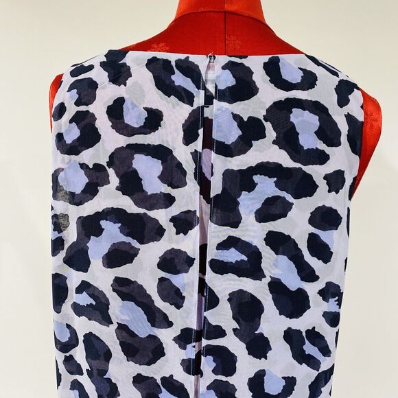 CABi size M sleeveless top sheer flowy animal print pullover casual beachy blues - Picture 4 of 7